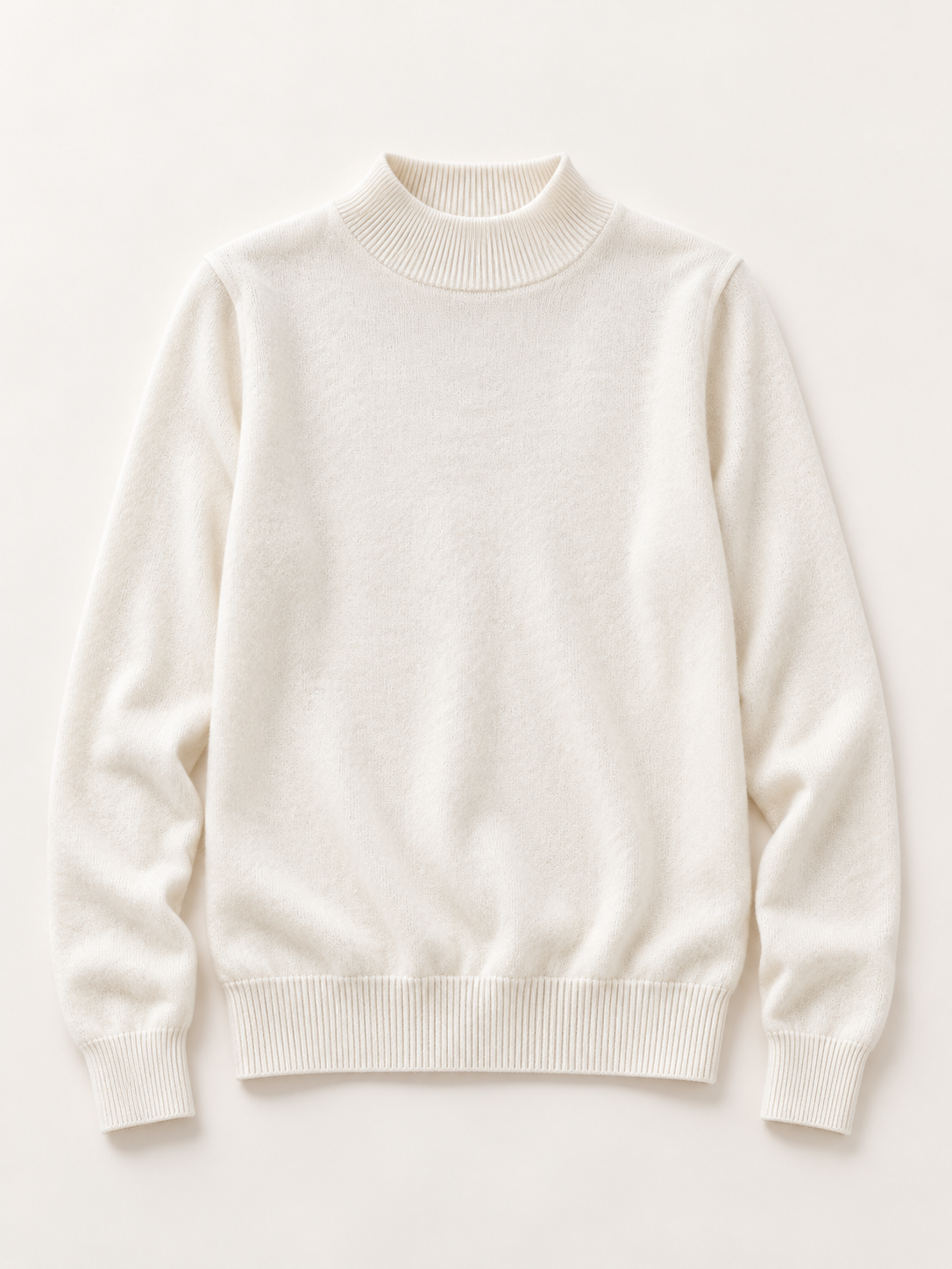 Solid Mock-Neck Sweater in White — product front