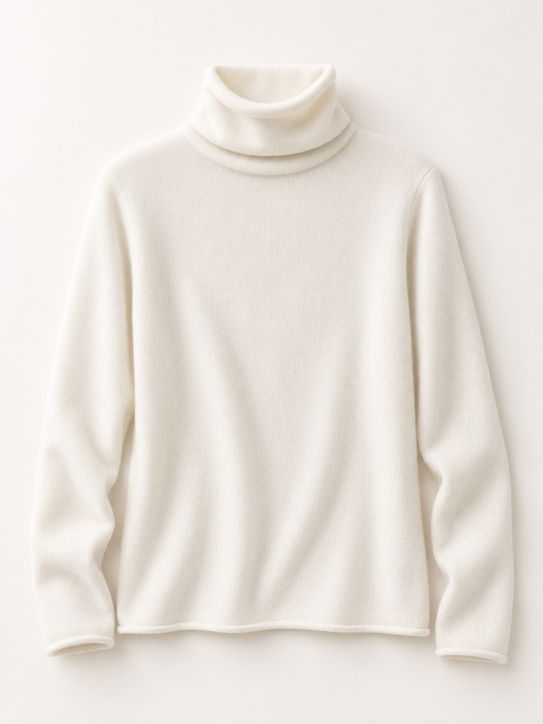 Cashmere Roll-Edge Draped-Neck Sweater in White, product front