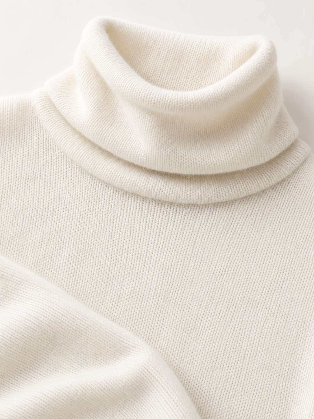 Roll-Edge Draped-Neck Sweater — knit detail