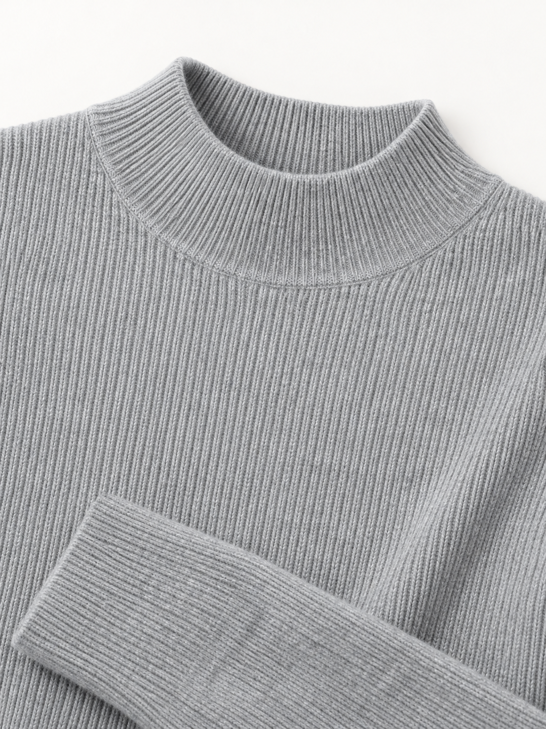 Fine-Rib Mock-Neck Sweater — knit detail