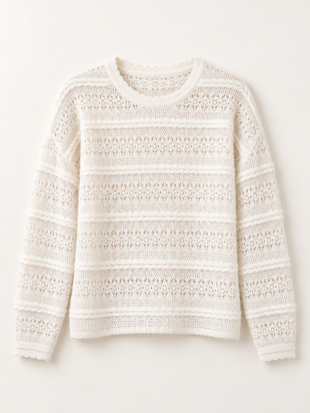 Openwork Cable-Knit Pullover — product front