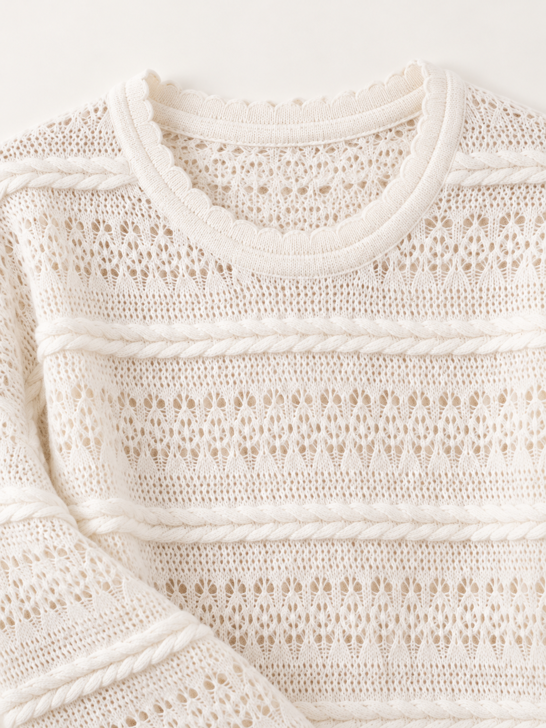 Openwork Cable-Knit Pullover — knit detail