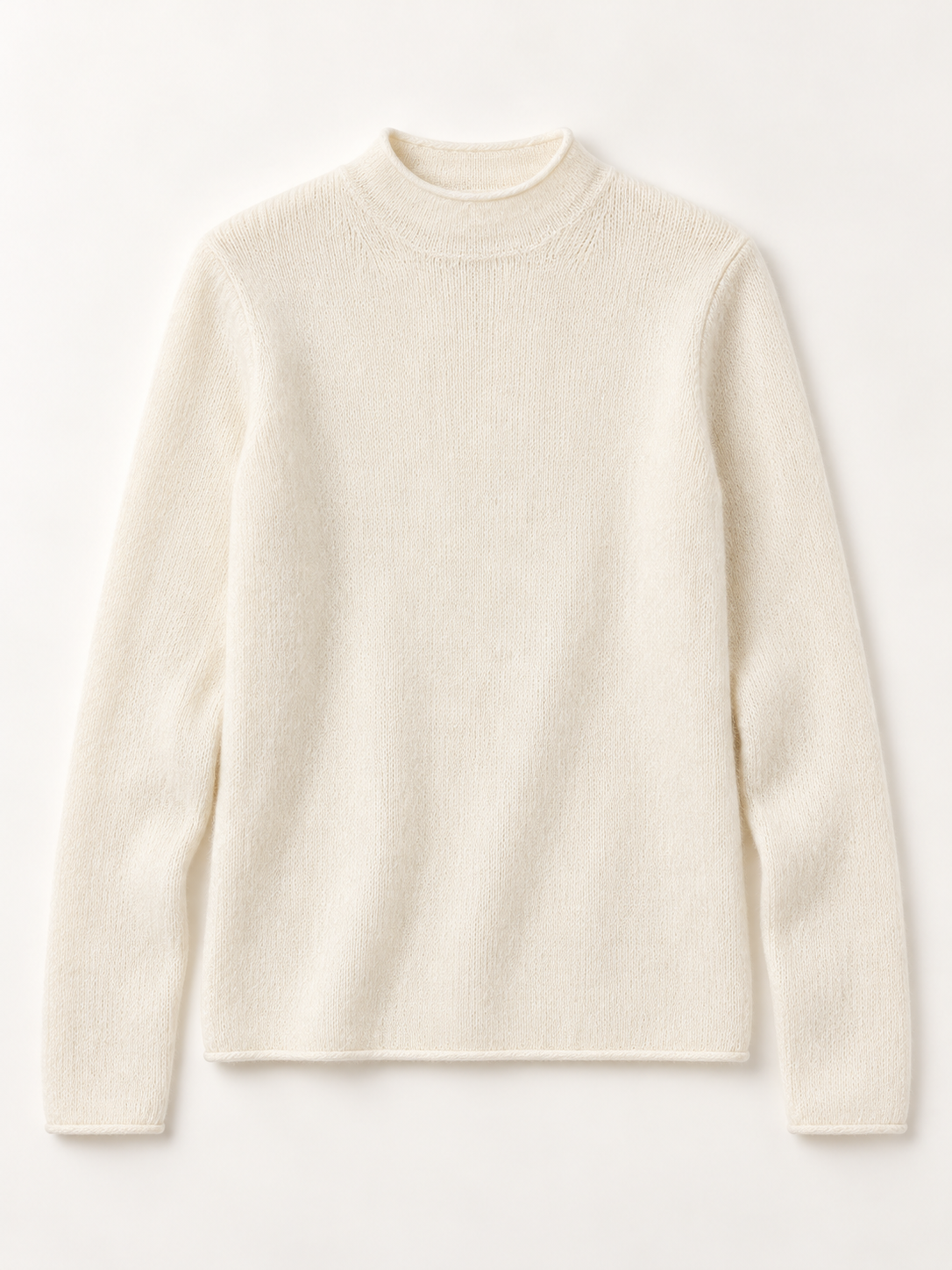 Bark-Texture Mock-Neck Sweater in White — product front