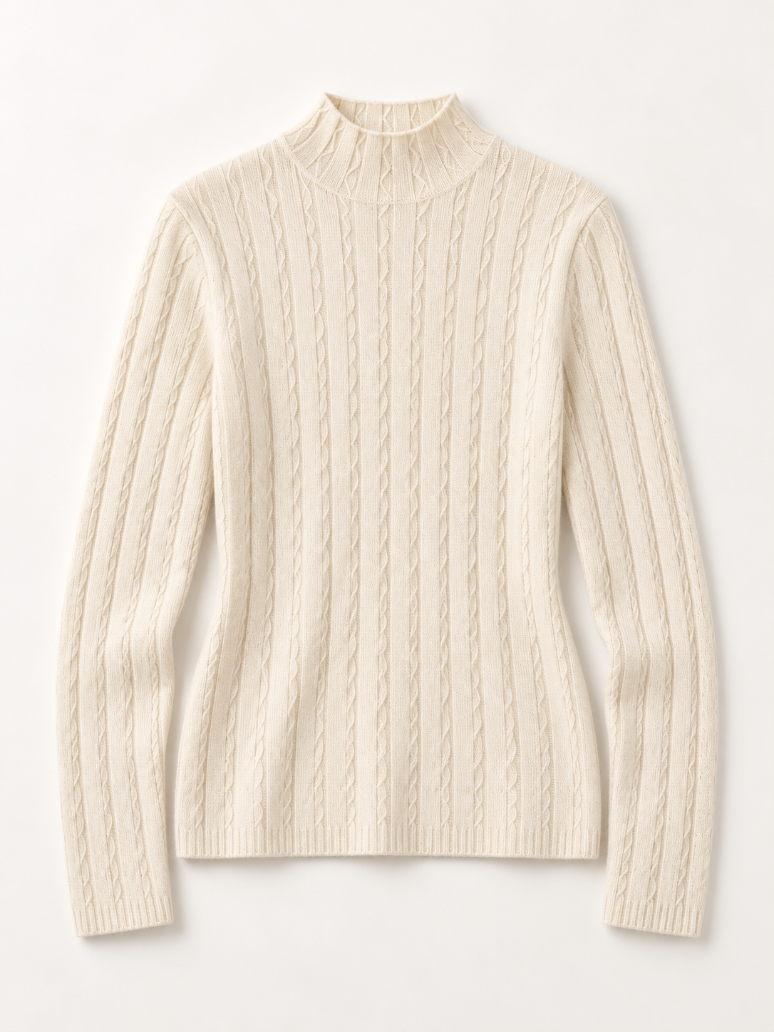 Wave-Texture Knit Sweater in White — product front