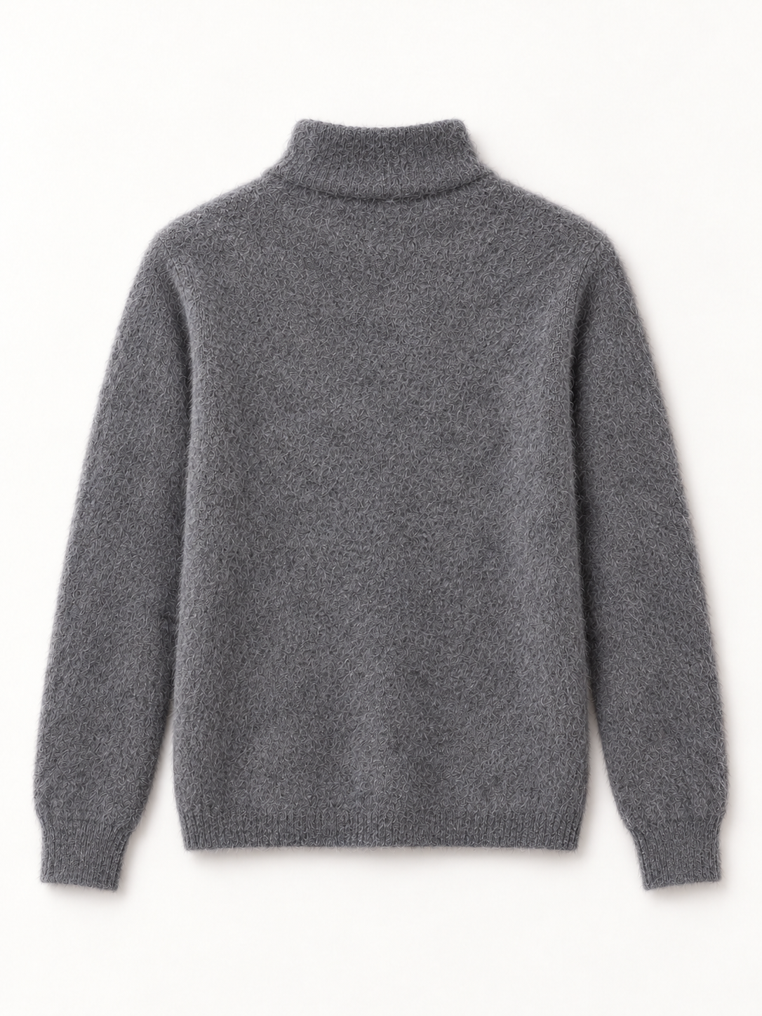 Brushed Cashmere Soft-Neck Sweater in Dark Gray — back view
