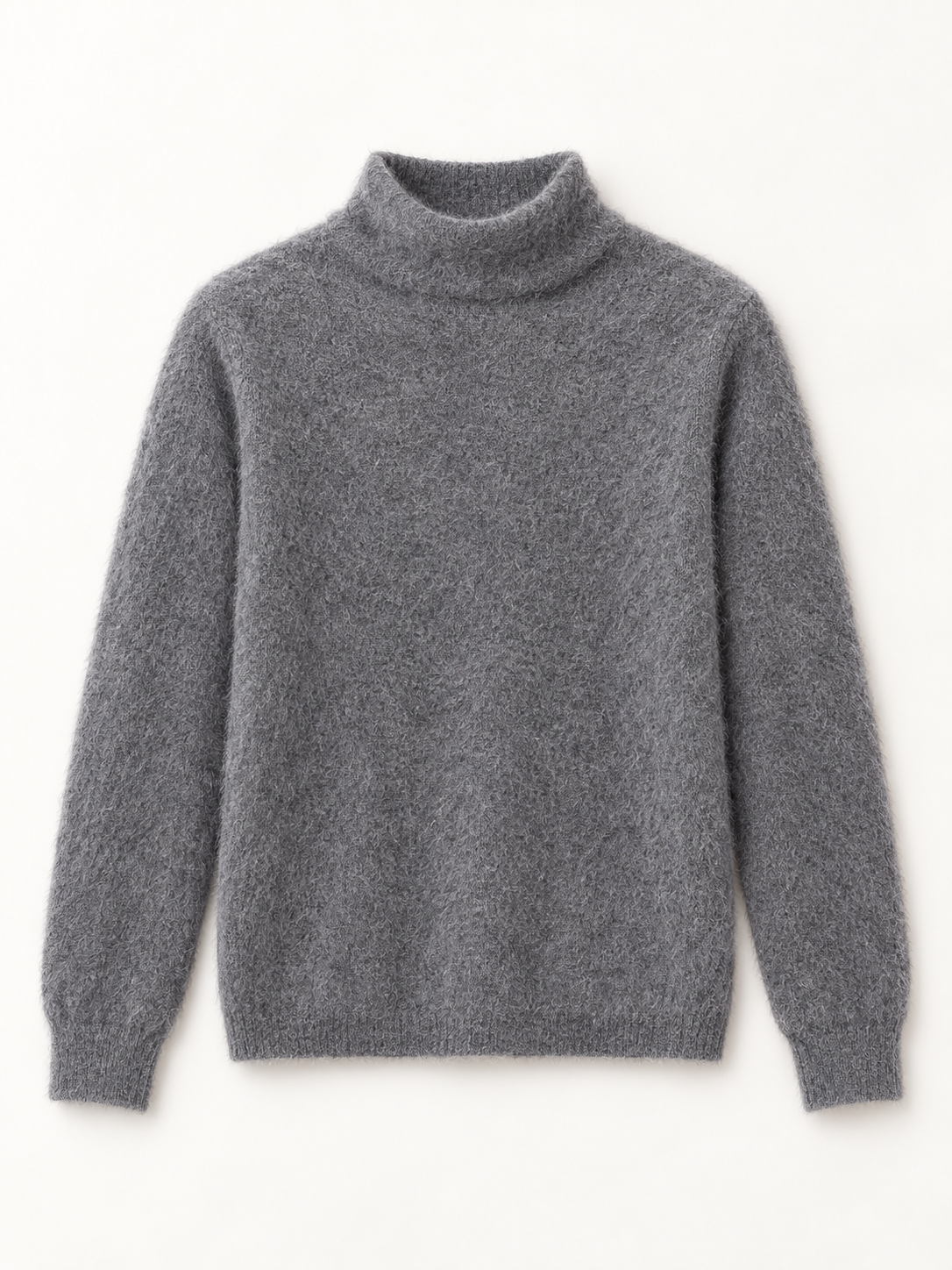 Brushed Cashmere Soft-Neck Sweater in Dark Gray — front view