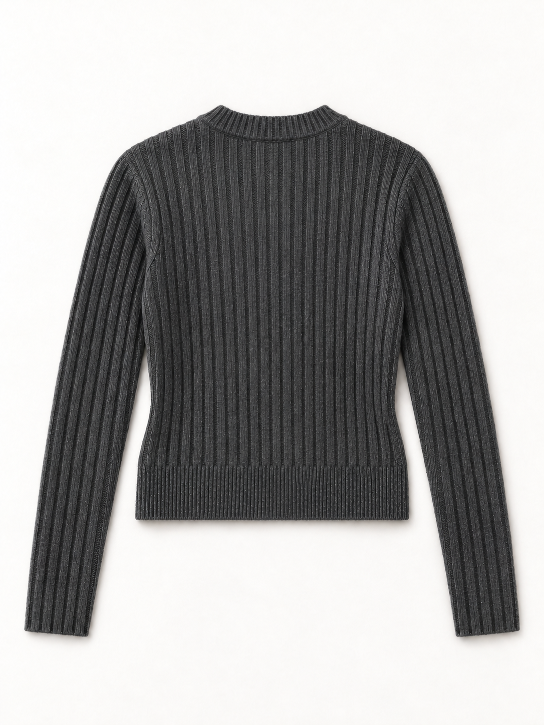 Cashmere Ribbed Zip Cardigan — AI-rendered back view