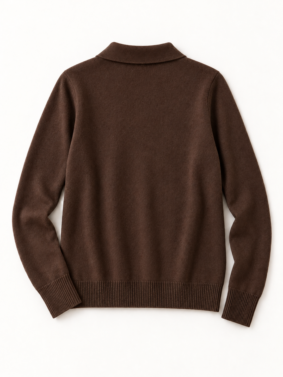 Wool Collared Cardigan in Dark Brown — back view